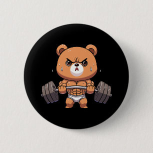 Chapa Redonda De 5 Cm Oso Fisicoculturista Culturismo Músculo Gimnasio L