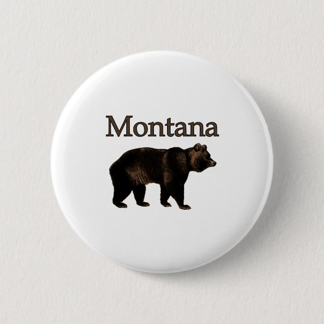 Chapa Redonda De 5 Cm Oso grizzly de Montana (Anverso)
