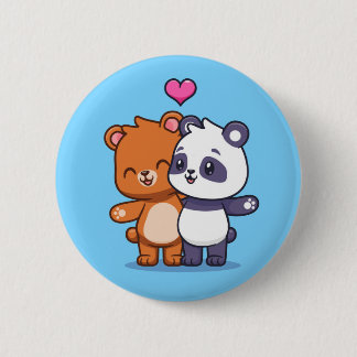 Chapa Redonda De 5 Cm Oso Lindo Y Amigos Panda Con Corazón