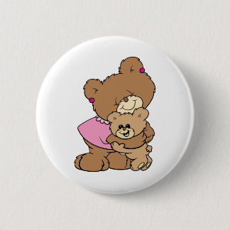 Chapa Redonda De 5 Cm oso madre adorable abrazando diseño de oso bebé