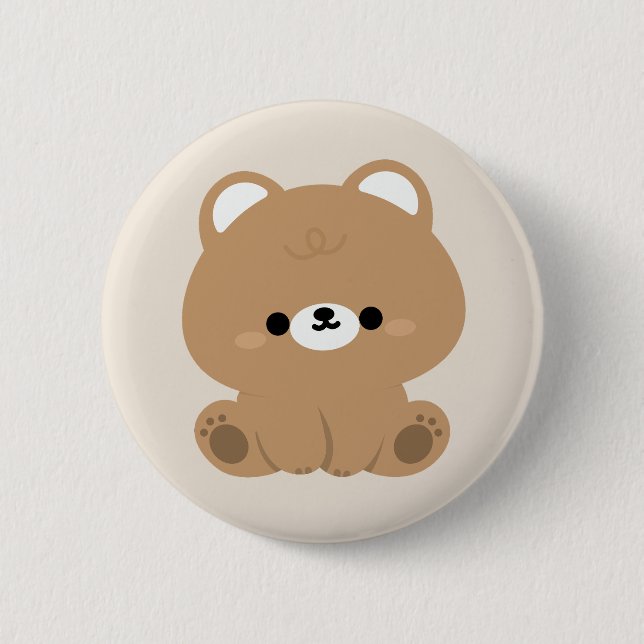 Chapa Redonda De 5 Cm Oso marrón (Anverso)