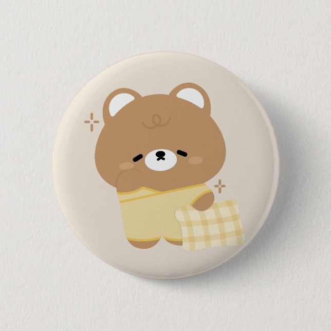 Chapa Redonda De 5 Cm Oso marrón (Anverso)