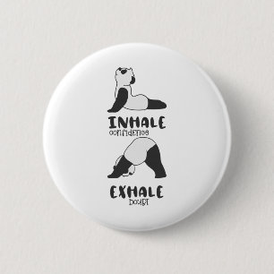 Chapa Redonda De 5 Cm Oso Panda Divertido Inhalar Exhalar Yoga de Panda