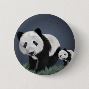 Chapa Redonda De 5 Cm oso panda lindo adorable animal negro blanco dulce