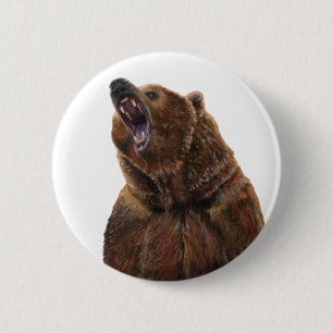 Chapa Redonda De 5 Cm Oso pardo - Pintura en acrílico