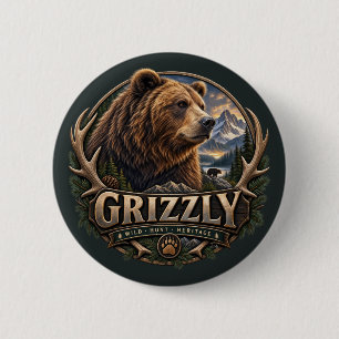Chapa Redonda De 5 Cm Oso Pardo – Salvaje Americano