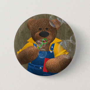 Chapa Redonda De 5 Cm Oso pequeño: Burbujas que soplan