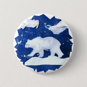 Chapa Redonda De 5 Cm Oso polar "Arte de niños"