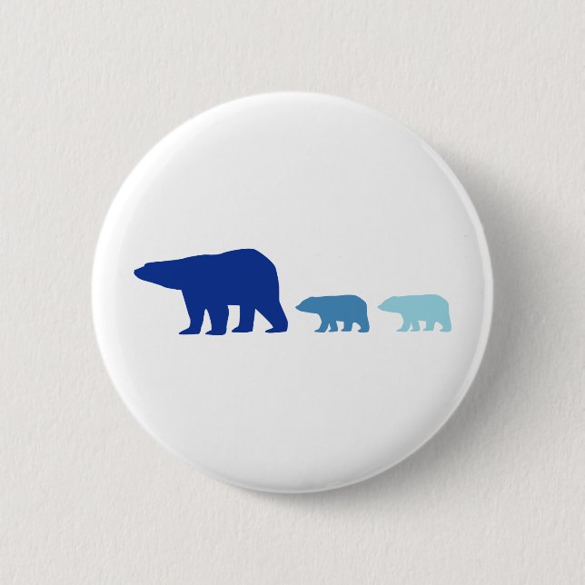 Chapa Redonda De 5 Cm Oso Polar Azul (Anverso)
