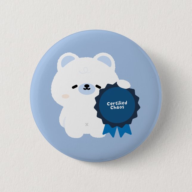 Chapa Redonda De 5 Cm Oso Polar Caos Certificado (Anverso)