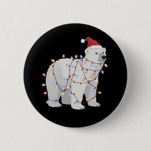 Chapa Redonda De 5 Cm Oso Polar Divertido Navideño Amante de las Luces A