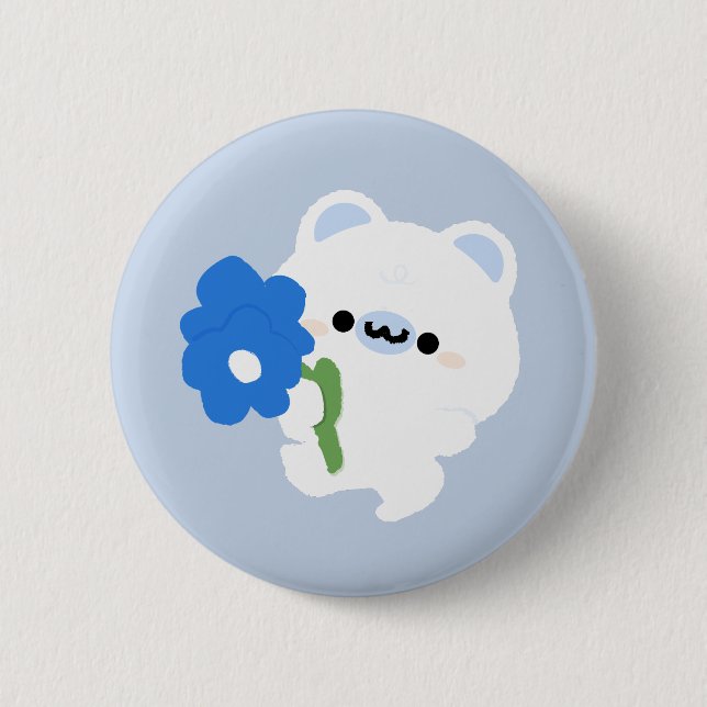 Chapa Redonda De 5 Cm Oso polar romántico (Anverso)
