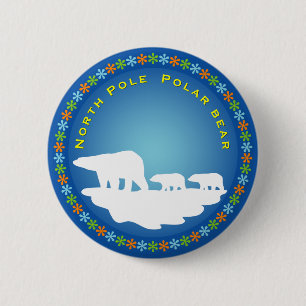 Chapa Redonda De 5 Cm Oso Polar sobre Hielo