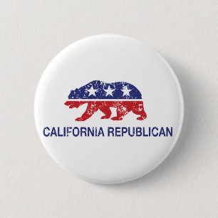 Chapa Redonda De 5 Cm Oso político republicano de California apenado