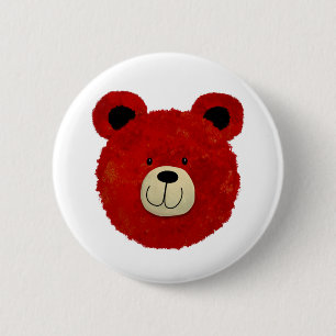 Chapa Redonda De 5 Cm Oso Rojo