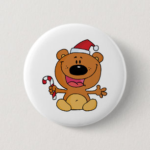 Chapa Redonda De 5 Cm Oso Santa con candy