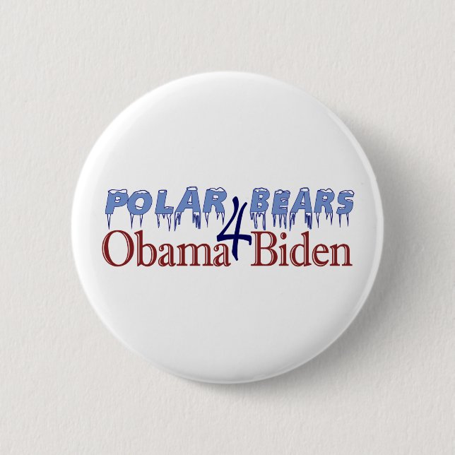 Chapa Redonda De 5 Cm Osos polares para Obama Biden 2008 (Anverso)