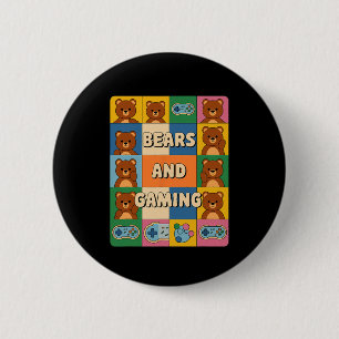 Chapa Redonda De 5 Cm Osos Retro y Juegos Divertidos Amante de los Osos