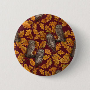 Chapa Redonda De 5 Cm Otoño de otoño en rojo oscuro