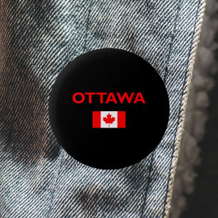 Chapa Redonda De 5 Cm Ottawa Canadá Bandera canadiense color oscuro