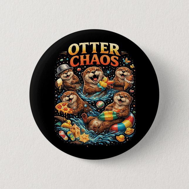Chapa Redonda De 5 Cm Otter Chaos (Anverso)