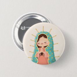 Chapa Redonda De 5 Cm Our Lady of Guadalupe Kawaii Style