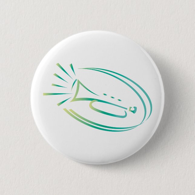 Chapa Redonda De 5 Cm Óvalo de la música de la trompeta (Anverso)