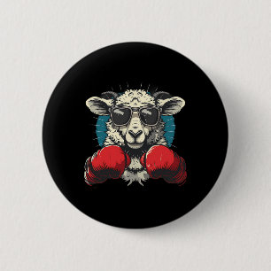 Chapa Redonda De 5 Cm Oveja boxeadora con guantes de boxeo kickboxing di