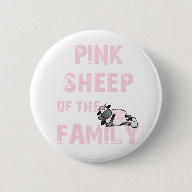 Chapa Redonda De 5 Cm Oveja rosa (Anverso)