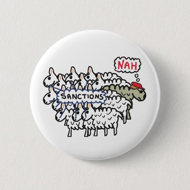 Chapa Redonda De 5 Cm Ovejas contra las sanciones (Anverso)