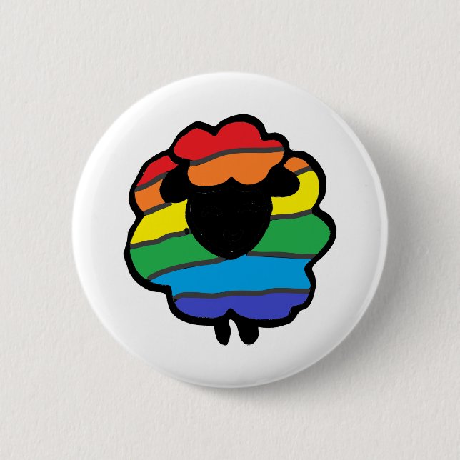 Chapa Redonda De 5 Cm Ovejas del arco iris (Anverso)