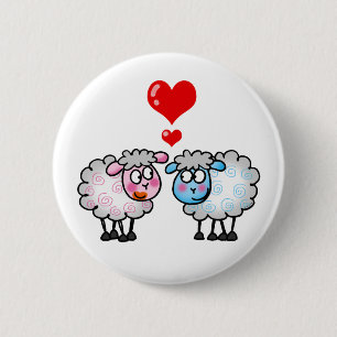 Chapa Redonda De 5 Cm Ovejas divertidas del dibujo animado, casando