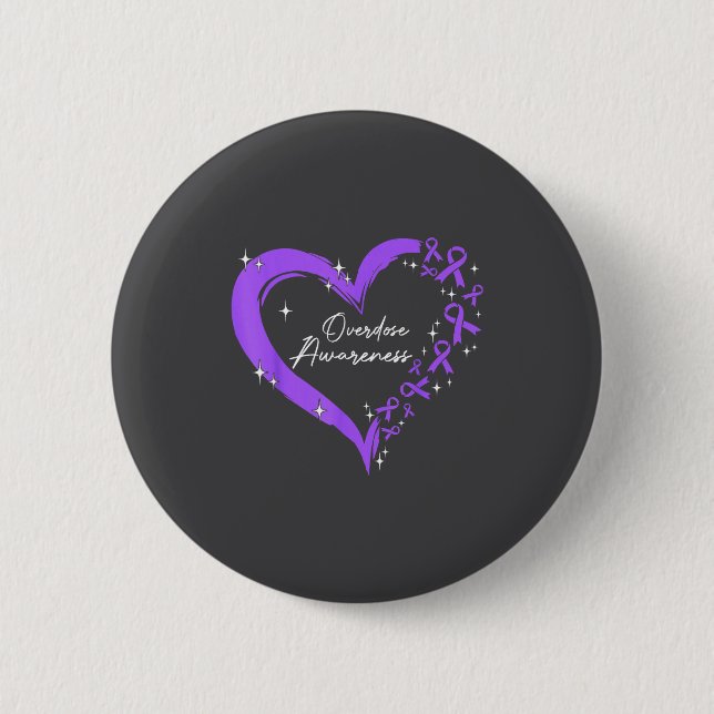Chapa Redonda De 5 Cm Overdose Awareness Purple Ribbon Drug Addiction He (Anverso)