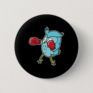 Chapa Redonda De 5 Cm Owl hace boxeo