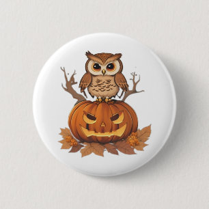 Chapa Redonda De 5 Cm owl Halloween