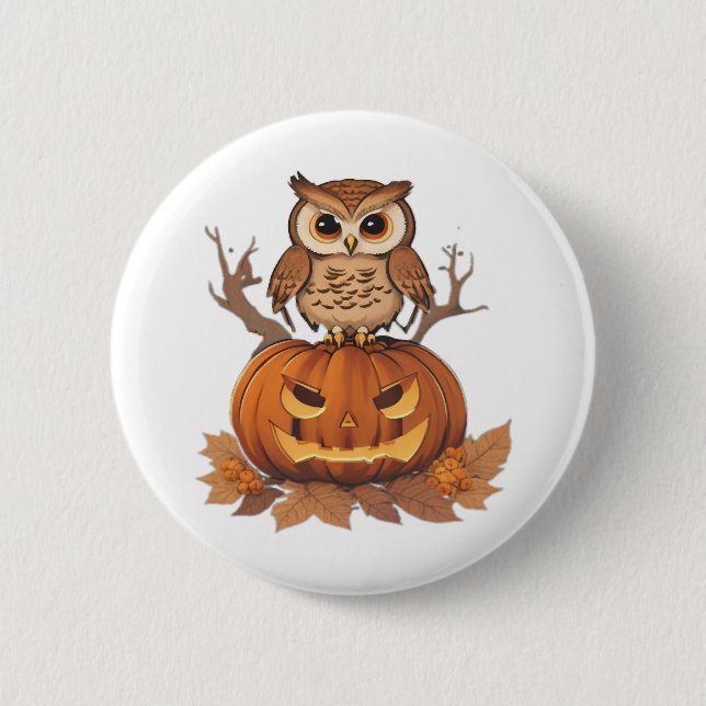 Chapa Redonda De 5 Cm owl Halloween (Anverso)
