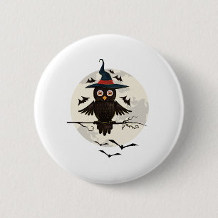 Chapa Redonda De 5 Cm Owl Halloween