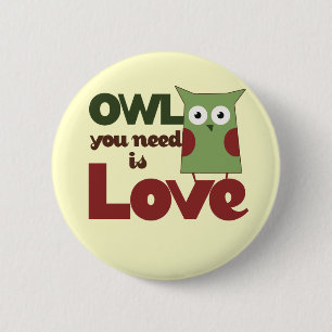 Chapa Redonda De 5 Cm Owl Love