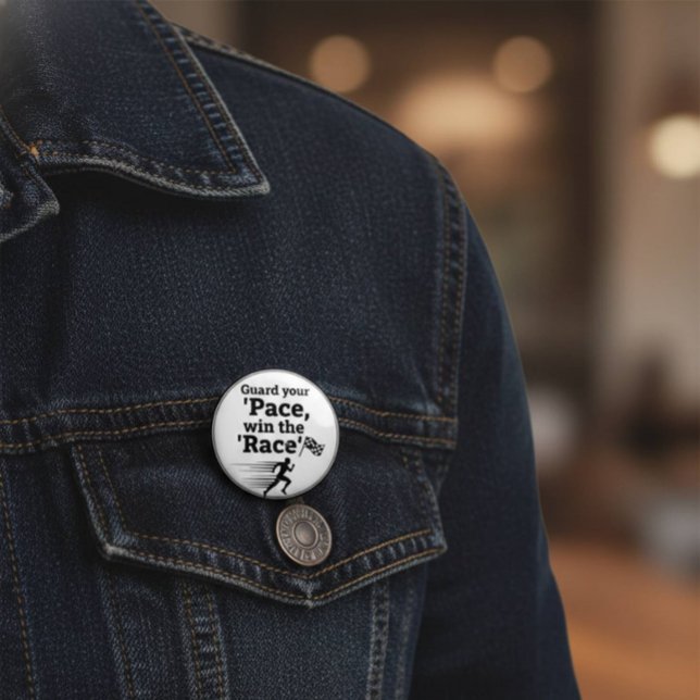Chapa Redonda De 5 Cm Pace Race Wisdom Button: Win Life's Game (#MotivationalButton #RunnerGift #LifeLessons #PaceYourself #WinTheRace #InspirationPin #GoalSetter )