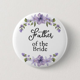 Chapa Redonda De 5 Cm Padre de la Novia Bodas Floral Púrpura 