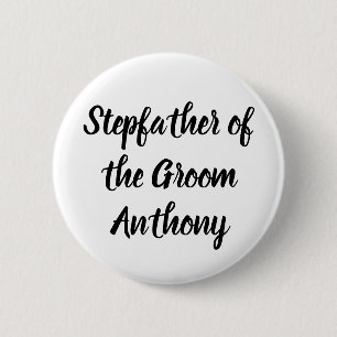 Chapa Redonda De 5 Cm Padre de página del Boda Groom Black Custom Name