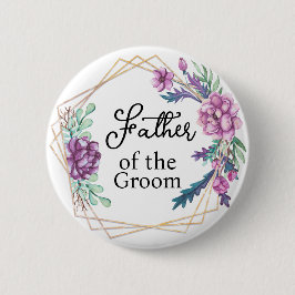 Chapa Redonda De 5 Cm Padre del Novio Floral Púrpura Boda 