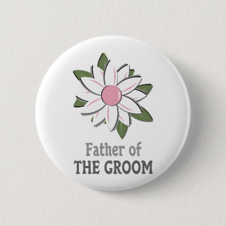 Chapa Redonda De 5 Cm Padre rosado de la flor del novio