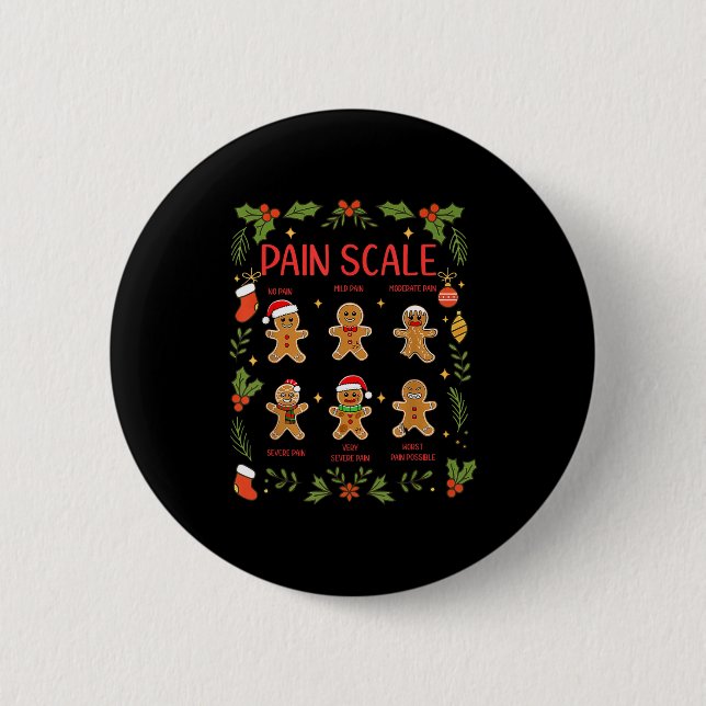 Chapa Redonda De 5 Cm Pain Scale Gingerbread Essment Rn Er Nurse Christm (Anverso)