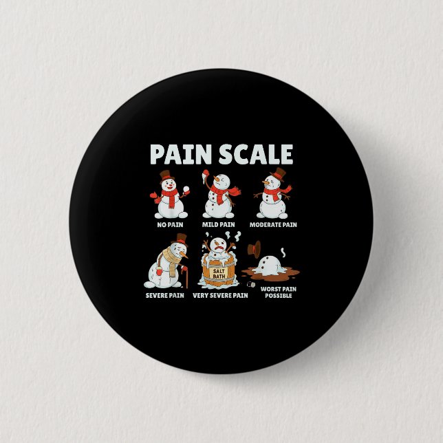 Chapa Redonda De 5 Cm Pain Scale Snowman Xmas Funny Nurse Christmas Icu  (Anverso)
