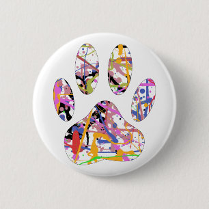 Chapa Redonda De 5 Cm Paint Splatt Dog Paw Print