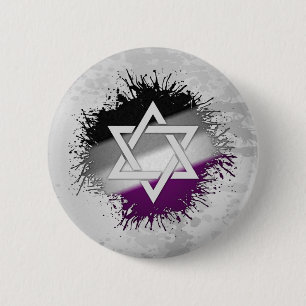 Chapa Redonda De 5 Cm Paint Splatter Asexual Orgullo Estrella de David S