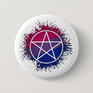 Chapa Redonda De 5 Cm Paint Splatter Bisexual Orgullo Pentáculo Símbolo