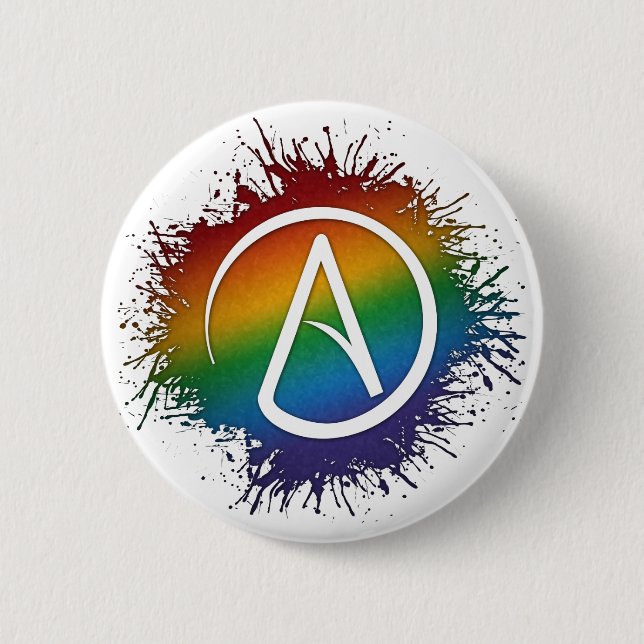 Chapa Redonda De 5 Cm Paint Splatter Orgullo LGBTQ Símbolo Ateo Arcoiris (Anverso)