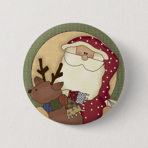Chapa Redonda De 5 Cm País Papá Noel del navidad